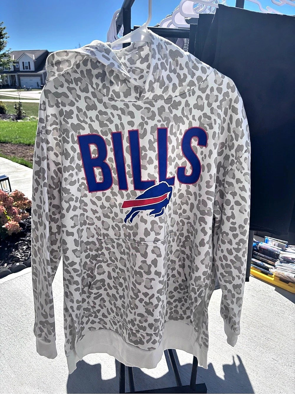 NFL Team Apparel Bills Animal Print Hoodie in White & Gray from Gameday Couture